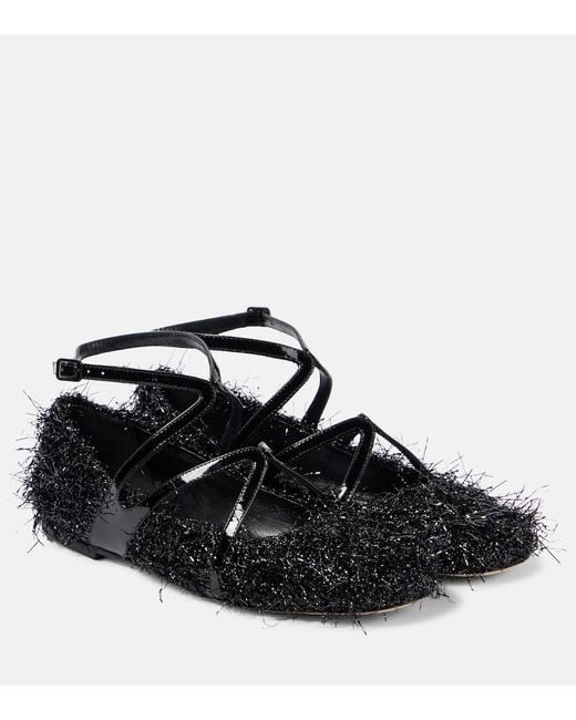 Jimmy Choo Black Astoria Tinsel Ballet Flats