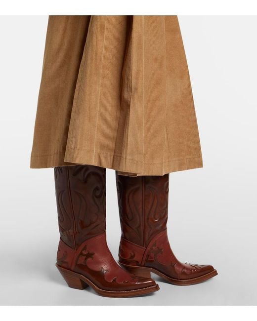 Gabriela Hearst Brown Wesley Pleated Cotton Corduroy Midi Skirt