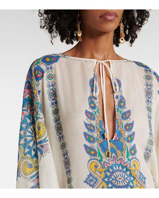 Etro Blue Kaftan Aus Baumwolle Und Seide