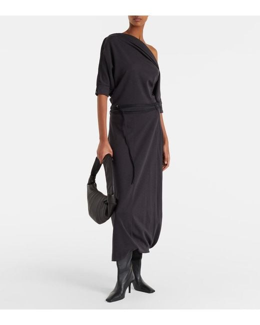 Lemaire Blue Twisted Hem Jersey Midi Dress