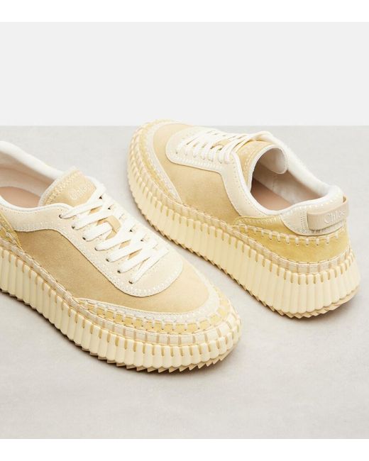 Chloé Natural Nama Suede Platform Sneakers