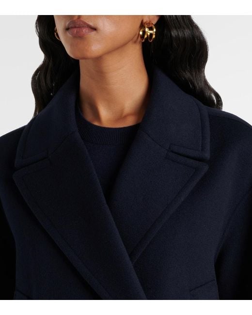 Max Mara Blue Double-Breasted Wool Jacket