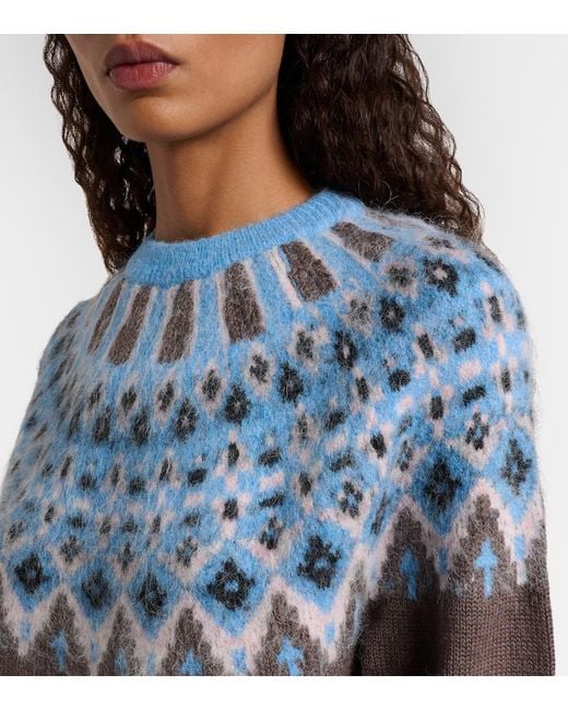 Staud Gray Zane Fair Isle Wool-Blend Sweater