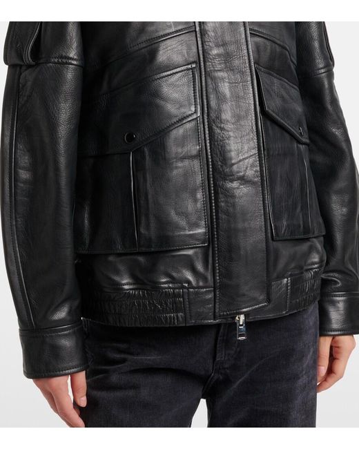 Agolde Black Avril Oversized Leather Jacket