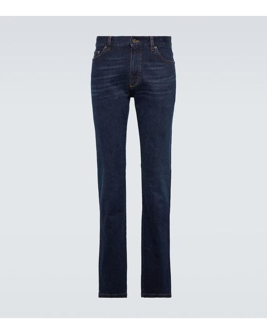 Zegna Low-Rise Slim Jeans Roccia in Blue für Herren