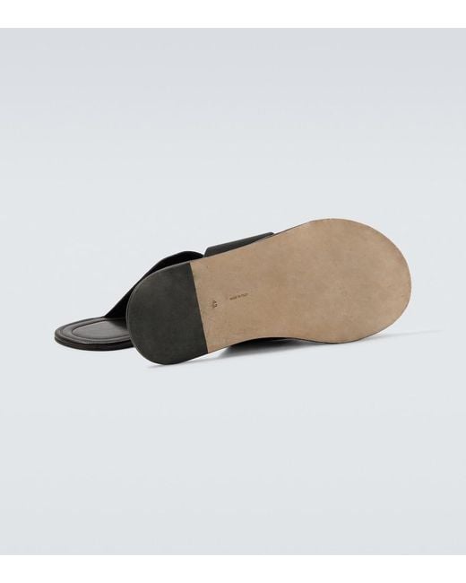 The Row Black Malick Cross Leather Sandals for men