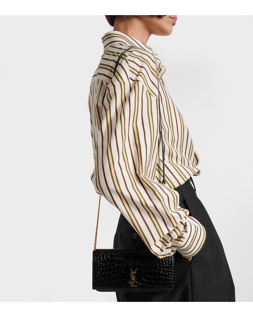 Saint Laurent White Smartphone-Etui Cassandre Mini Aus Leder