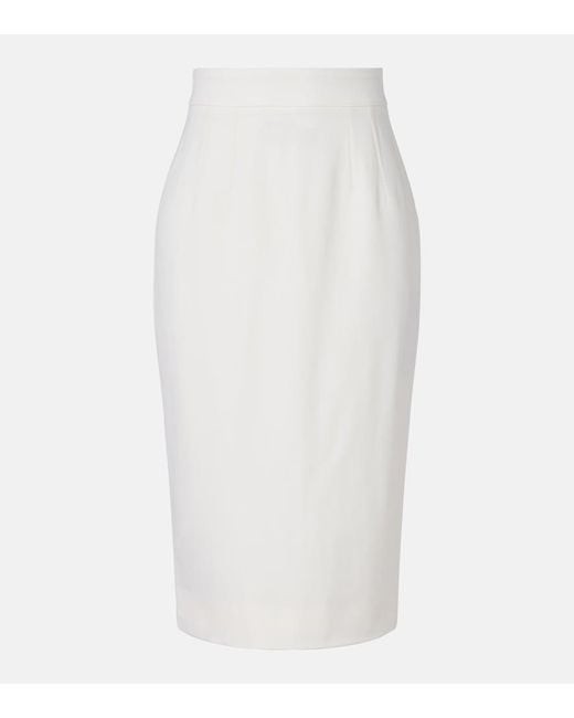 Dolce & Gabbana White Wool-Blend Pencil Skirt
