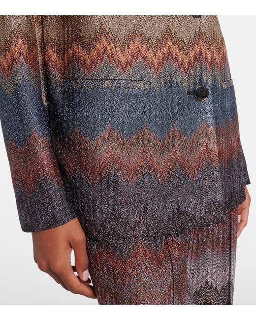 Missoni Blue Zigzag Lame Blazer