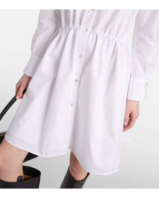 Vince White Ruched Cotton Shirtdress