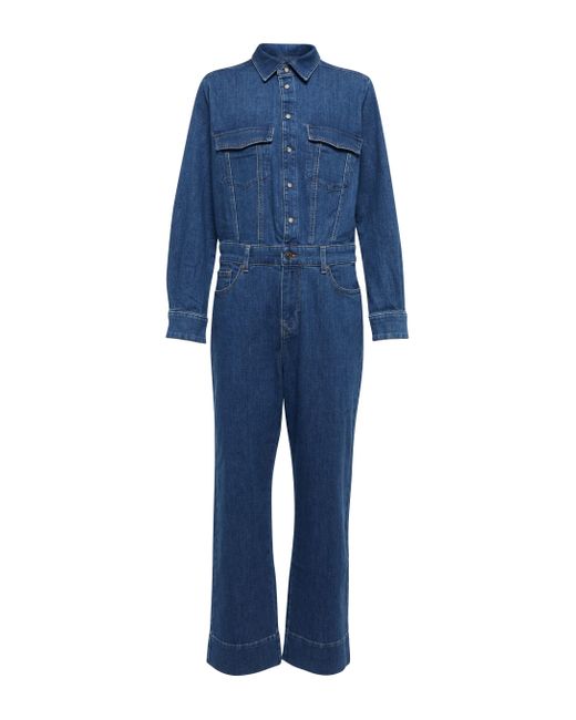 7 For All Mankind Blue Luxe Denim Jumpsuit