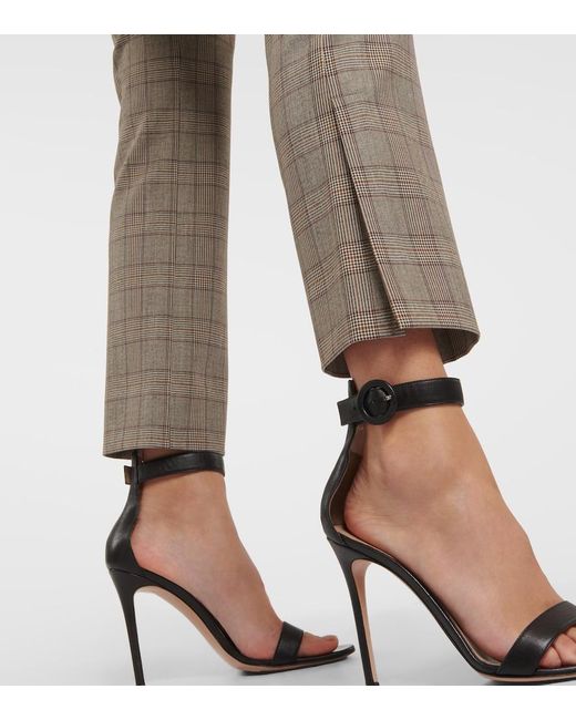 Veronica Beard Gray Checked High-Rise Slim Pants