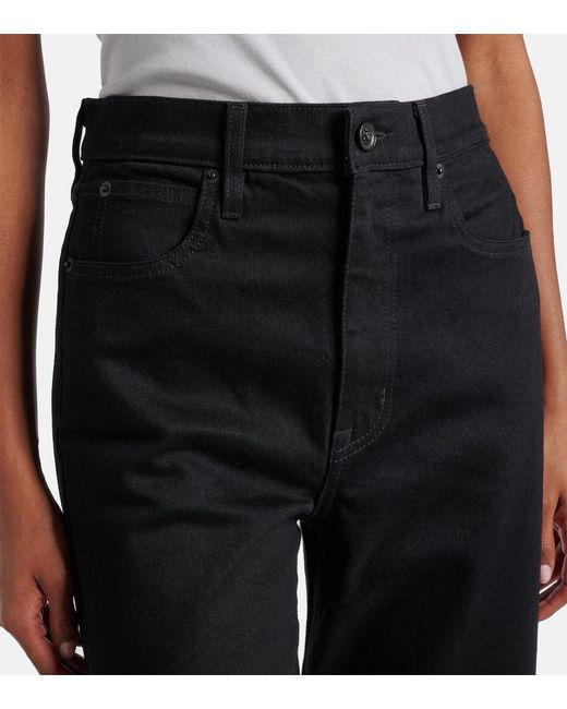 SLVRLAKE Denim Blue London Mid-Rise Cropped Straight Jeans