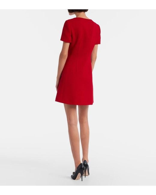 Valentino Red Wool-Blend Tweed Minidress