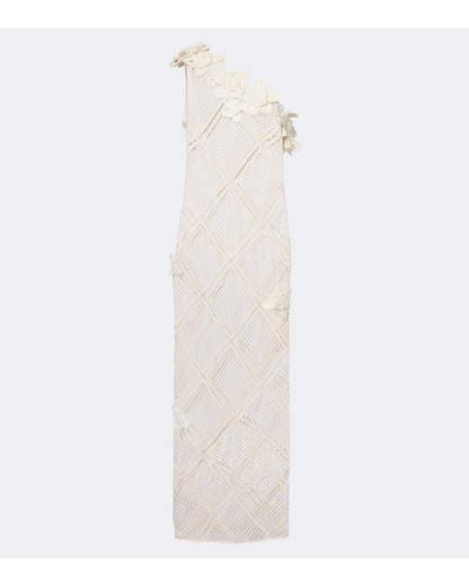 J.W. Anderson White Floral-Applique Crochet Cotton Maxi Dress