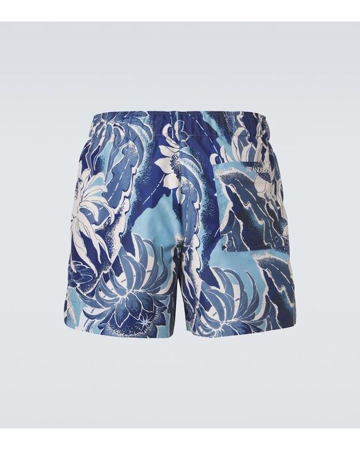 J.W. Anderson Blue Floral Cotton Swim Trunks for men