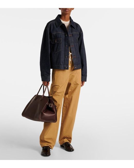 The Row Black Leather Penny Loafers