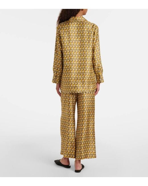 Max Mara Yellow Printed Reversible Silk Shirt