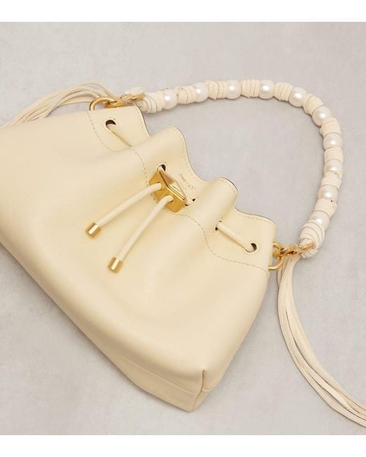 Jimmy Choo Natural Cinch Small Embellished Leather Tote Bag