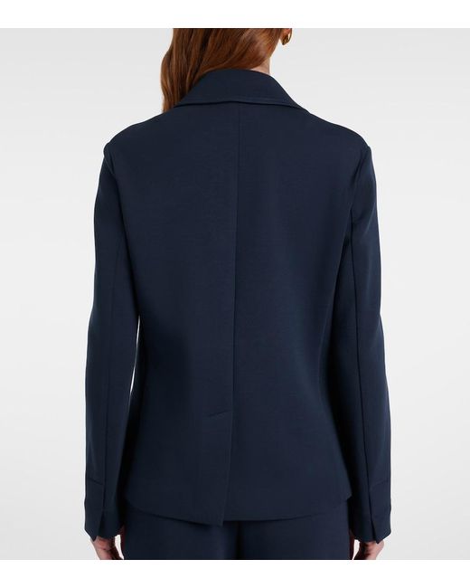 Max Mara Blue Badia Double-Breasted Cotton-Blend Blazer