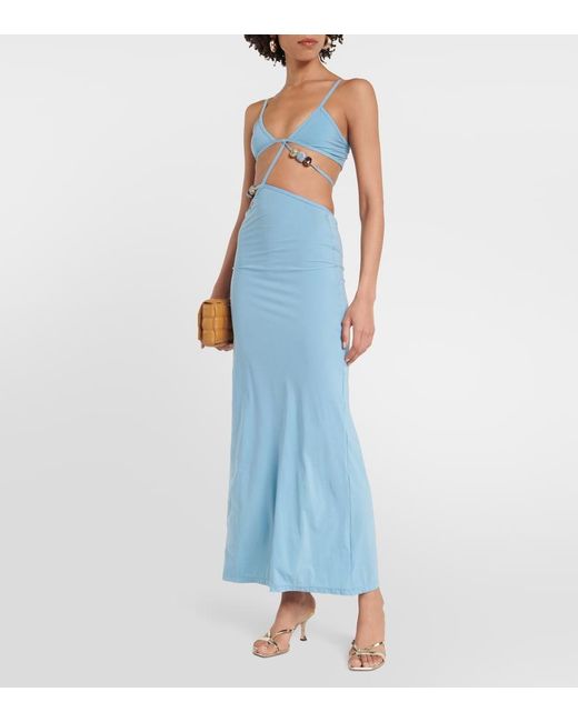 Christopher Esber Blue Bandeau Cutout Maxi Dress