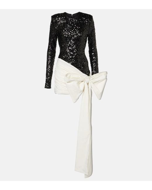 ROTATE BIRGER CHRISTENSEN White Bow-Detail Sequined Minidress