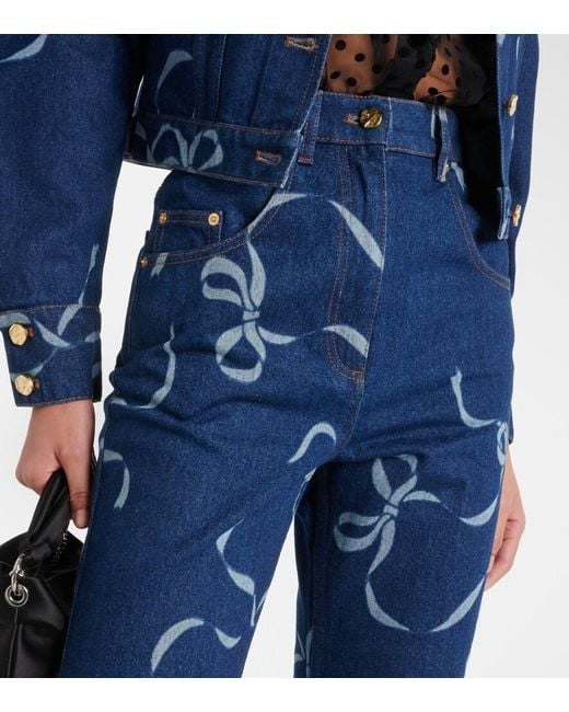 Nina Ricci Blue Printed Flared Jeans