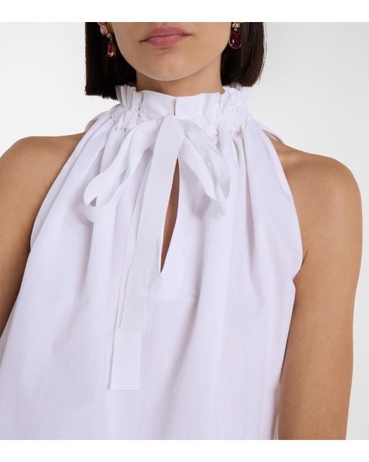 Patou White Gathered Cotton Top
