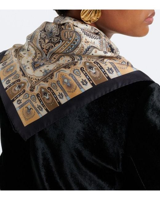 Etro Metallic Printed Silk Twill Scarf