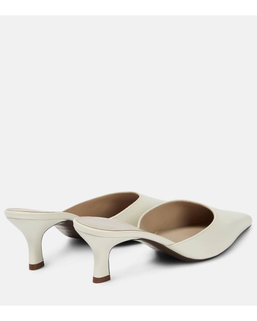The Row White Cybil Leather Mules