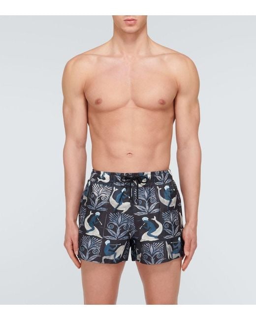 Shorts De Bano Estampados Commas de hombre de color Blue
