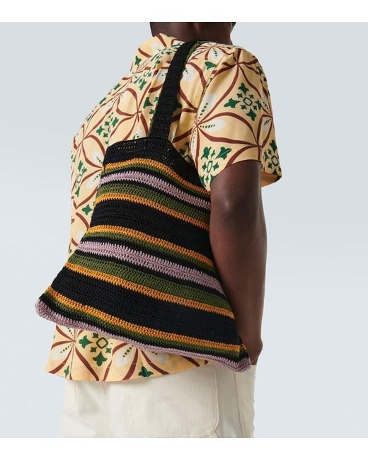 Bode Multicolor Harbor Stripe Crochet Cotton Tote Bag for men
