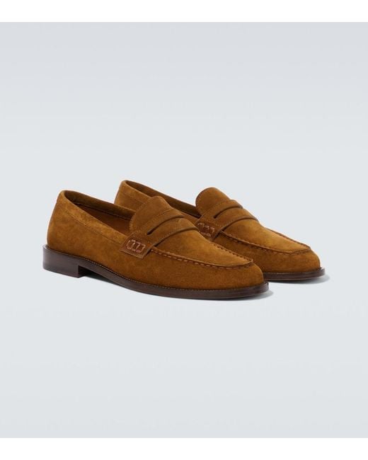 Manolo Blahnik Brown Perry Suede Penny Loafers for men