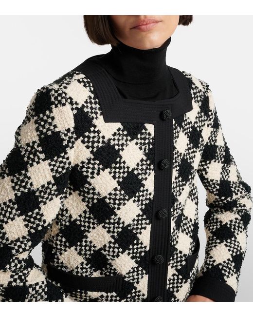 Valentino Black Checked Ruffled Tweed Jacket