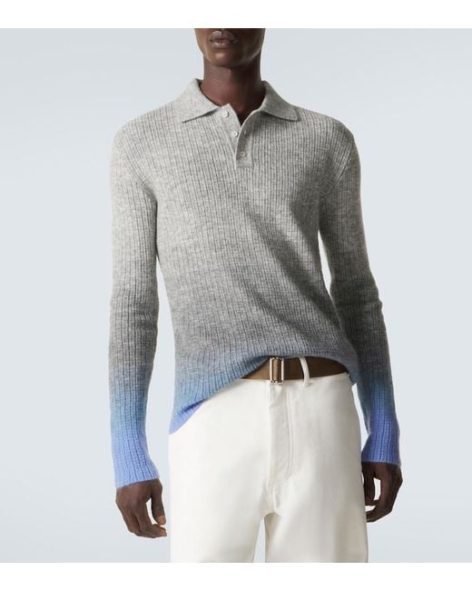 ERL Gray Gradient Mohair-Blend Polo Sweater for men
