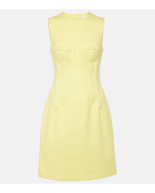Sportmax Yellow Crewneck Cotton Bustier Dress