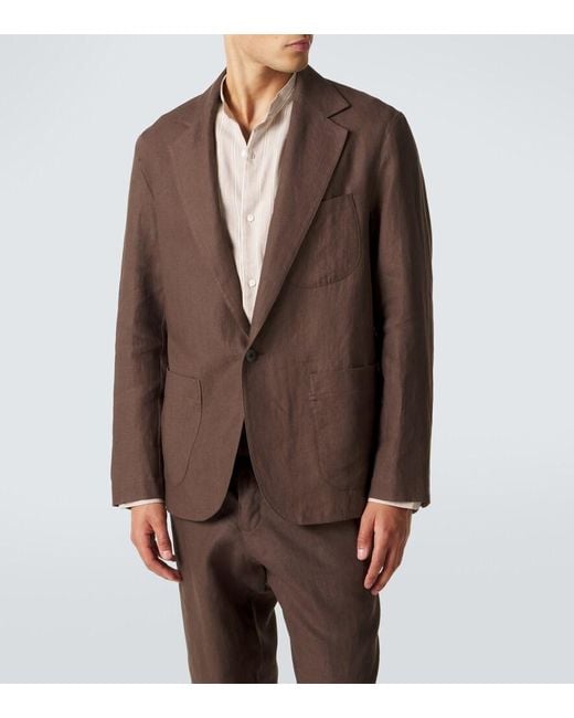 STÒFFA Brown Linen Blazer for men