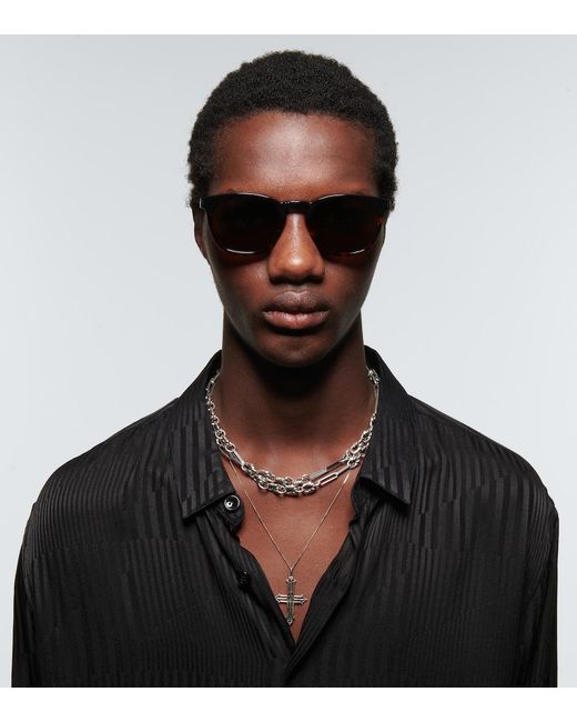 Saint Laurent Brown Round Acetate Sunglasses for men