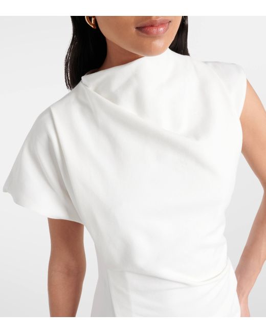 TOVE White Zola Draped Cotton-blend Midi Dress