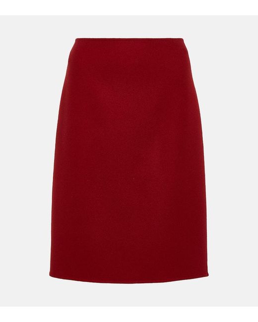 The Row Red Bart Cashmere Pencil Skirt