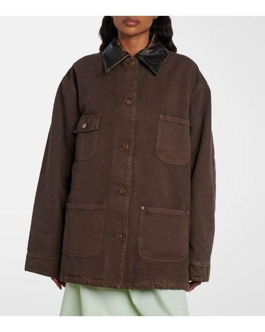 Prada Brown Leather-Trimmed Cotton Canvas Field Jacket