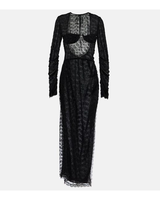 Vestido largo de encaje Alessandra Rich de color Black