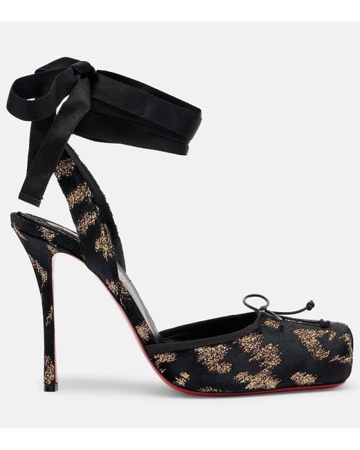 Christian Louboutin Black Cassia 100 Velvet And Lame Pumps