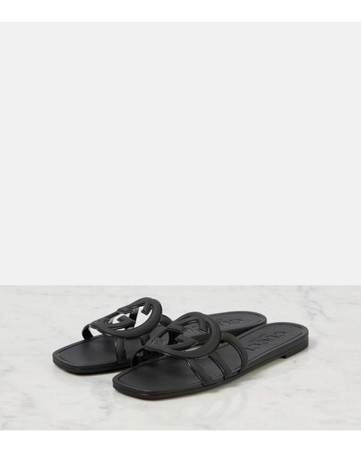 Gucci Black Interlocking G Slide Sandal