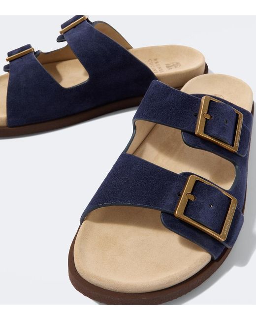 Brunello Cucinelli Blue Suede Sandals for men