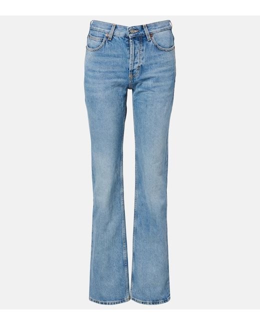 Jeans Bootcut A Vita Media di Saint Laurent in Blue