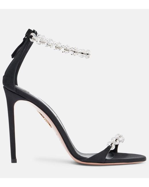 Aquazzura White Bijoux 105 Embellished Sandals