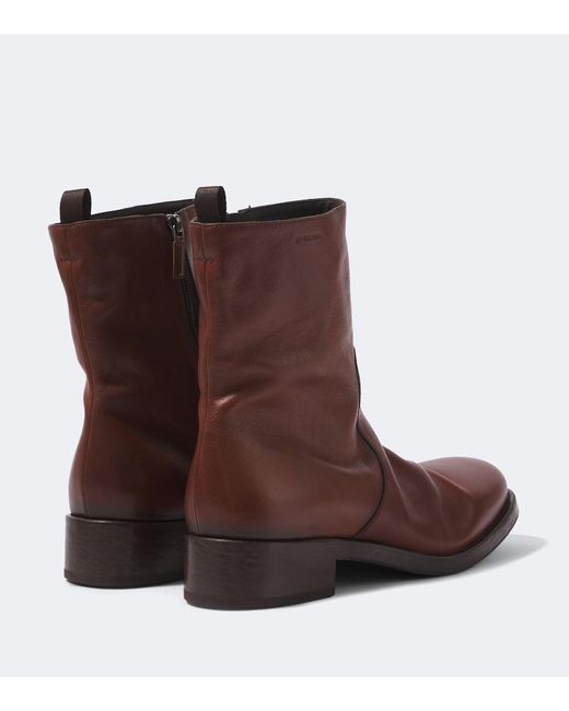 Prada Brown Leather Ankle Boots for men