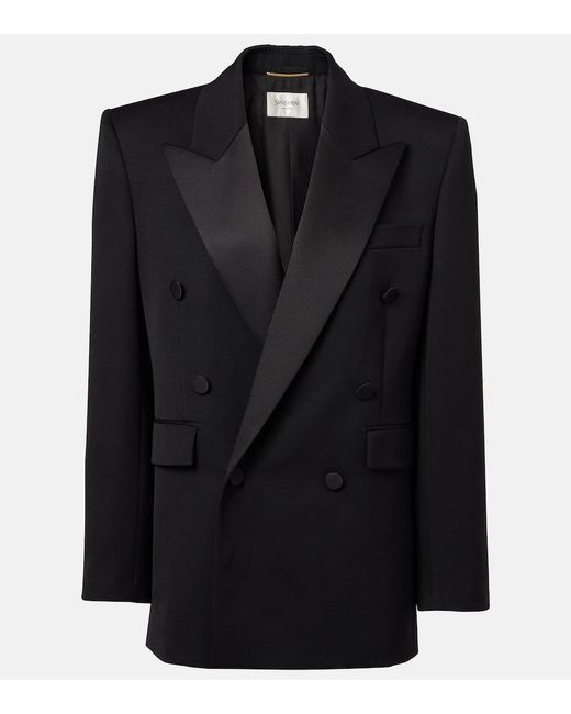 Saint Laurent Black Satin-Trimmed Wool Tuxedo Jacket