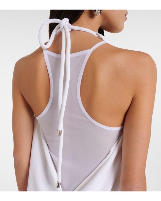 Sportmax White Alceste Draped Halterneck Maxi Dress